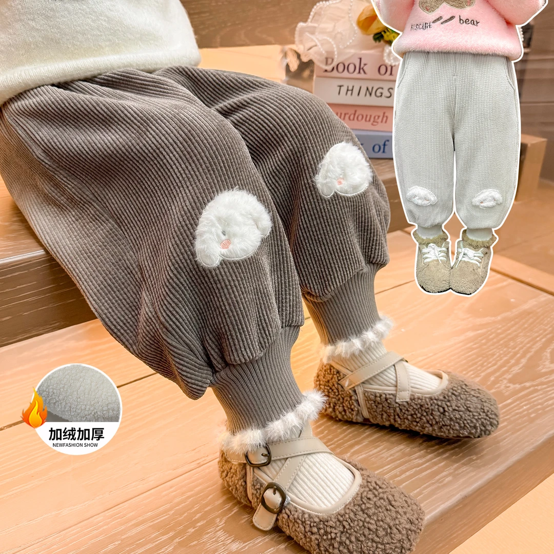 女童加绒裤子加厚一体绒儿童卫裤宝宝休闲裤小女孩秋冬装2025新款