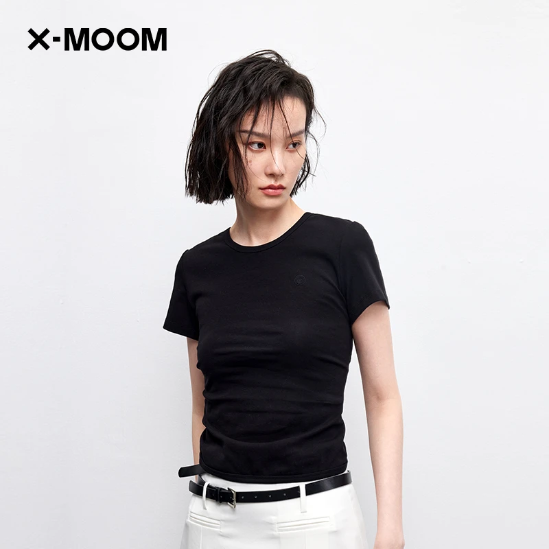 X--MOOM夏季新款后背交叉镂空设计紧身短款T恤ZWXTA19836