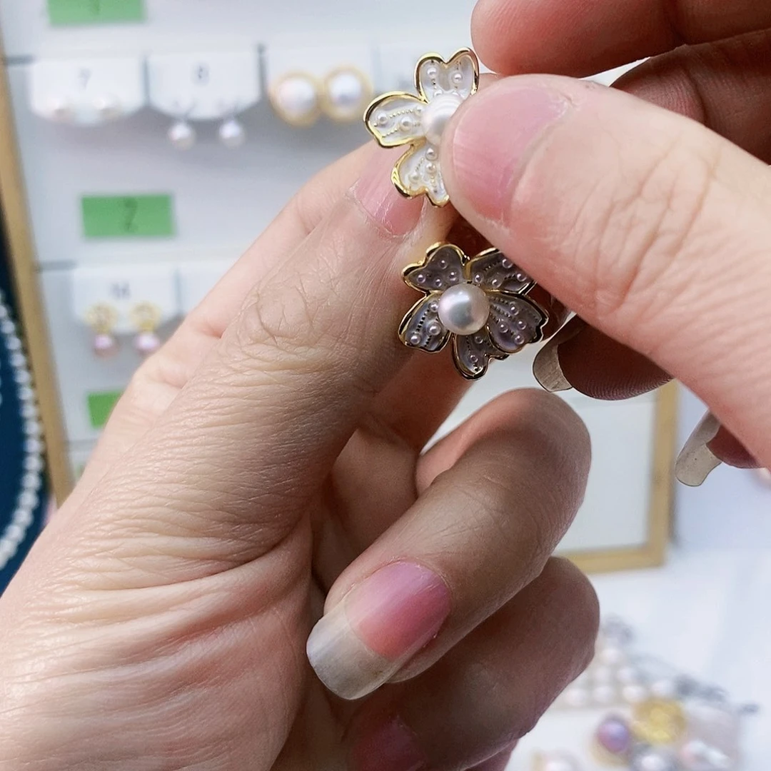 淡水珍珠耳饰未镶嵌我**铁