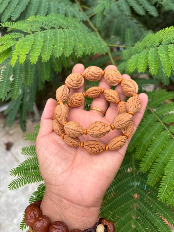 随行野生桃核手串原皮原色