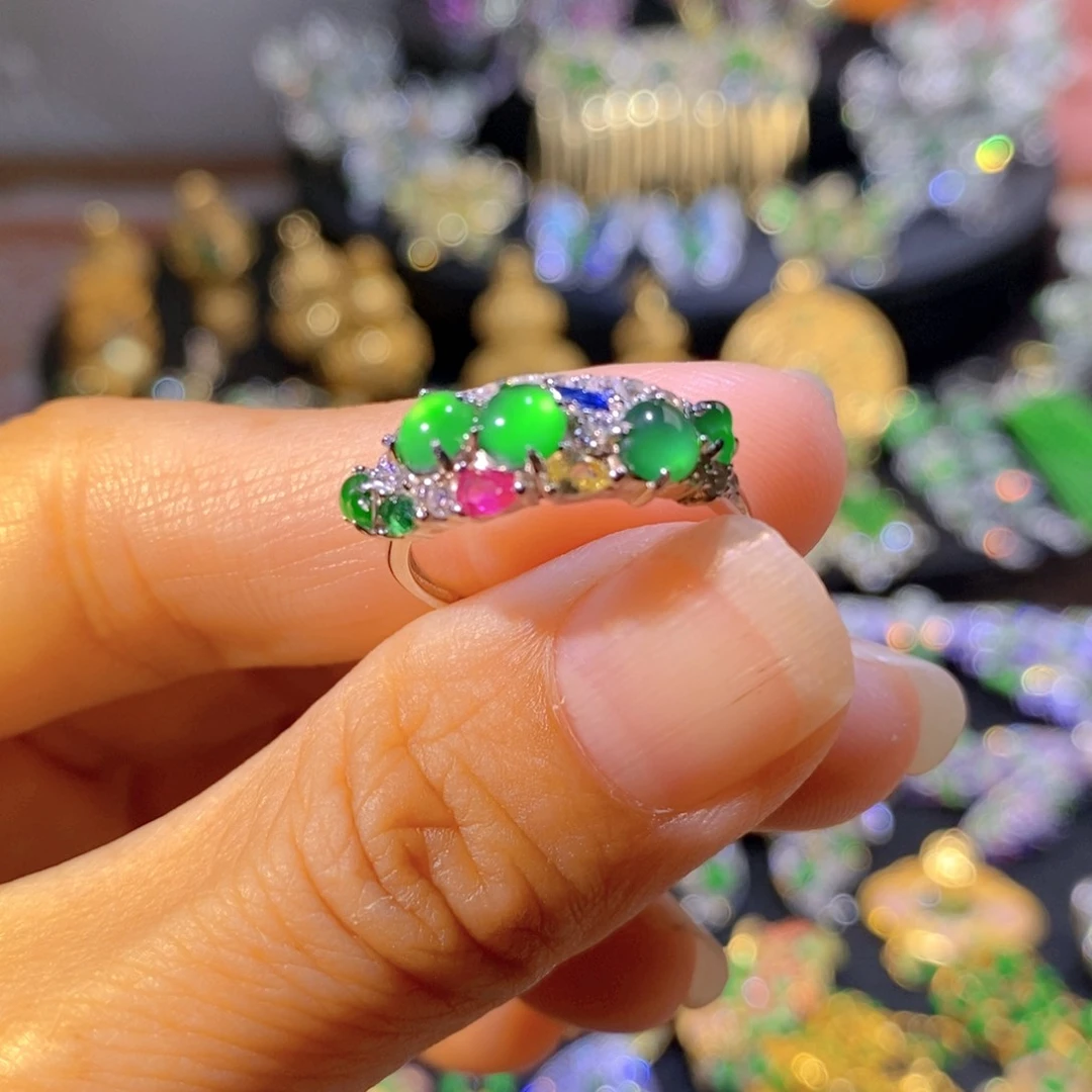 吊坠(不含链)银S925镶嵌翡翠