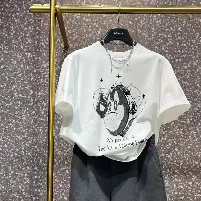 俪妍.新款白色艺术T宽松版.