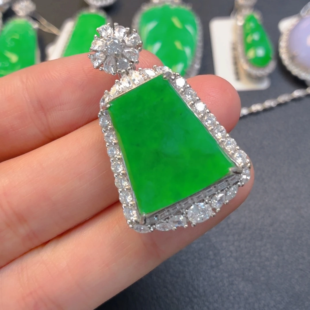 翡翠银S925镶嵌吊坠(不含链)