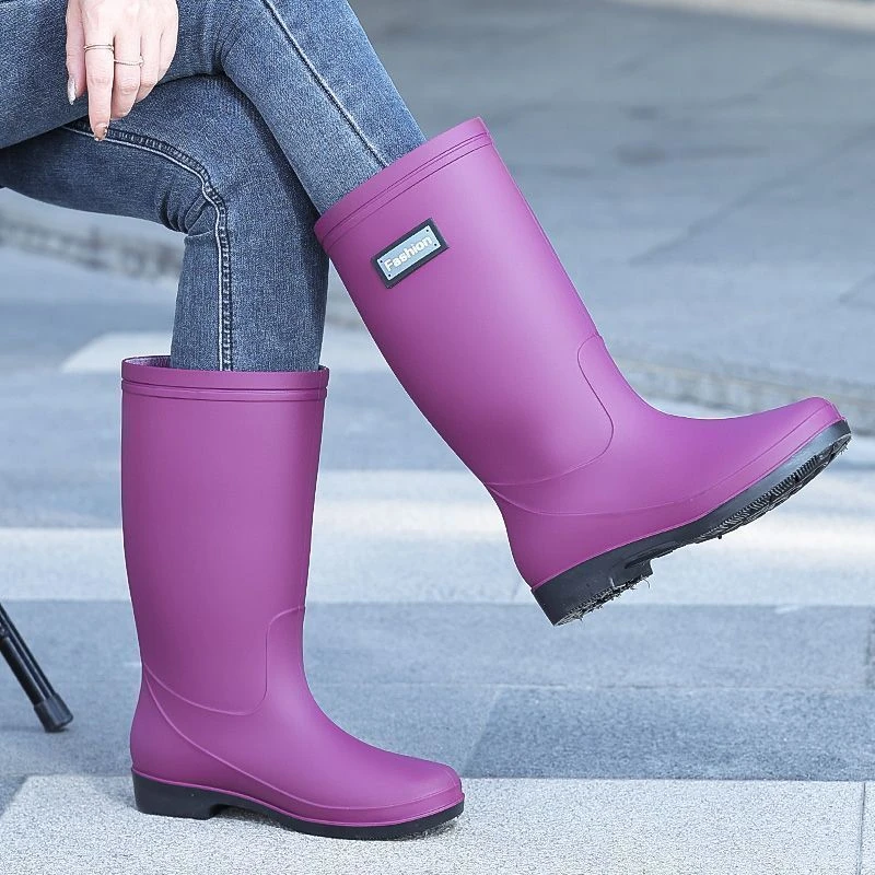雨靴长筒防水鞋时尚中帮舒适厚底高筒女款厚款加厚中筒雨鞋耐磨