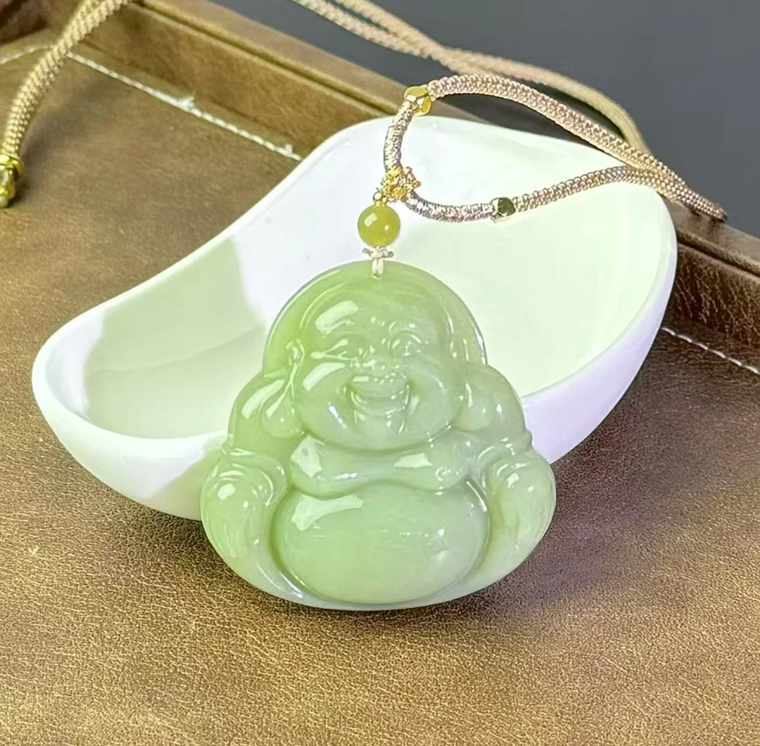 和田玉笑口常开大肚佛佛公吊坠  瑕疵