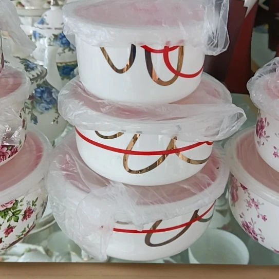 新疆西藏包邮鸿运骨质瓷三件套保鲜碗