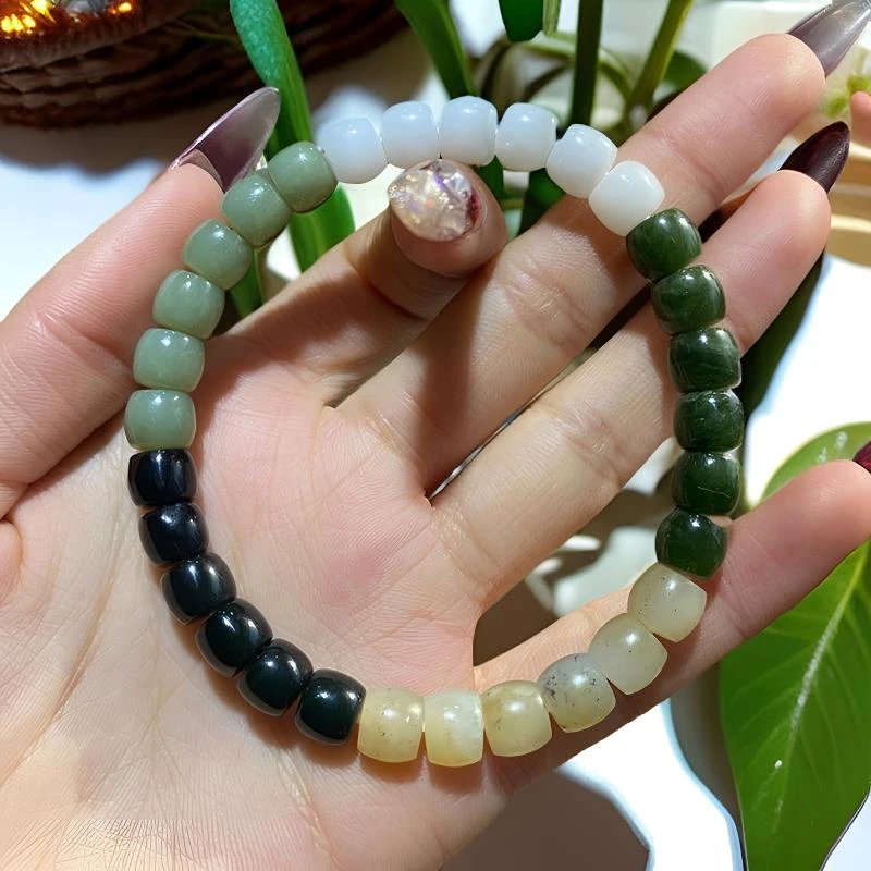 新疆和田玉特色多宝老型直切手串