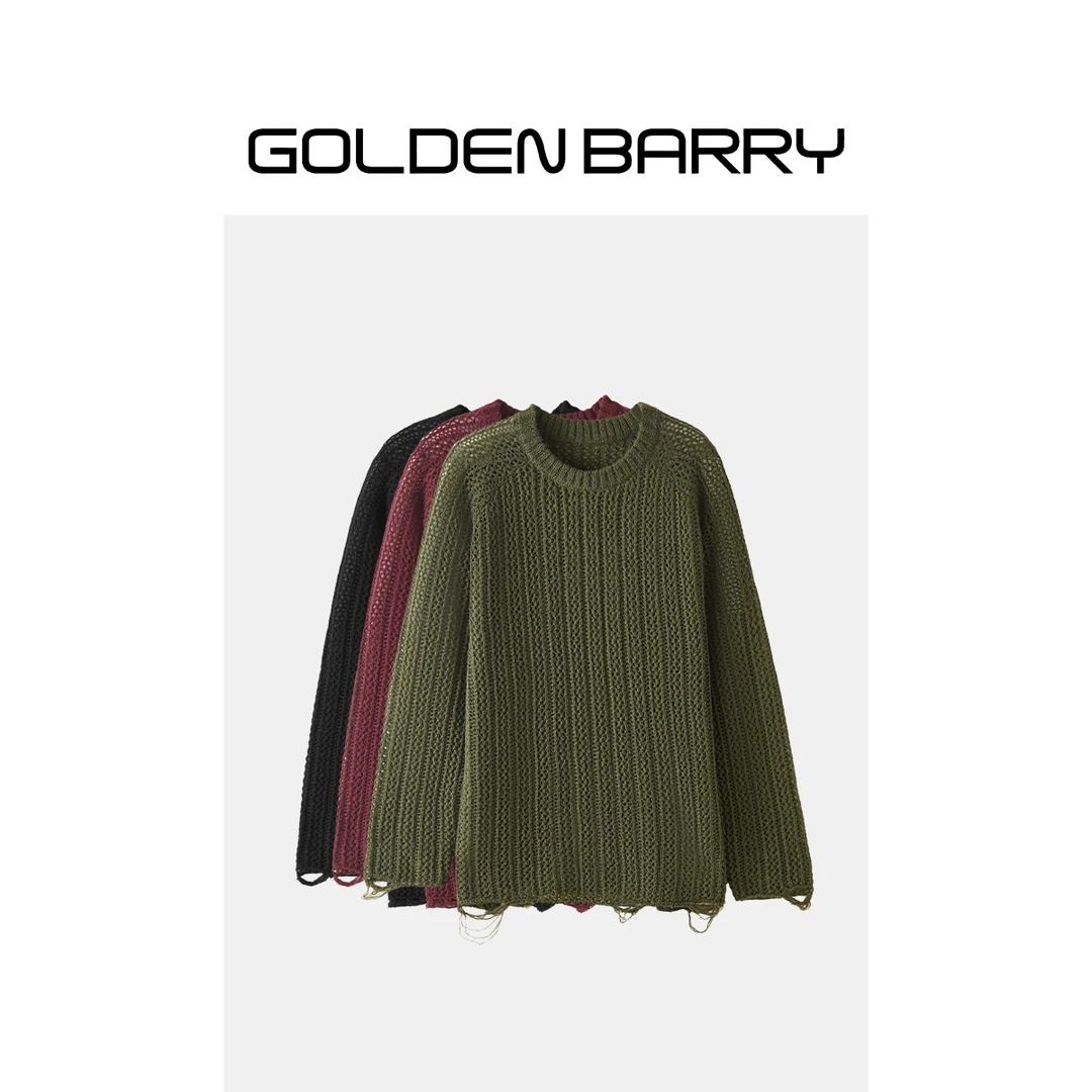 GOLDENBARRY|246424时尚圆领镂空毛衣【微瑕1】