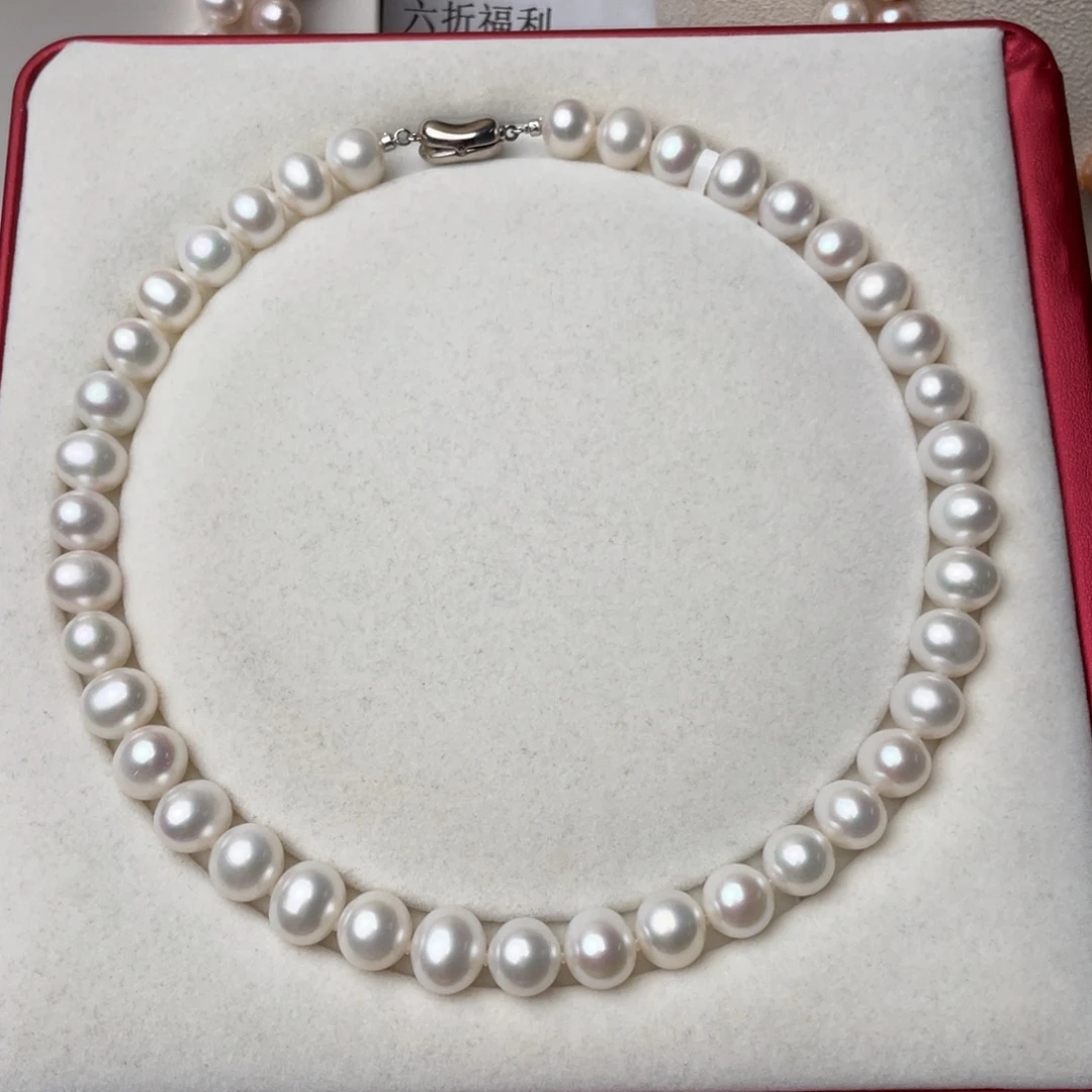 淡水珍珠颈饰银S925镶嵌11-12mm
