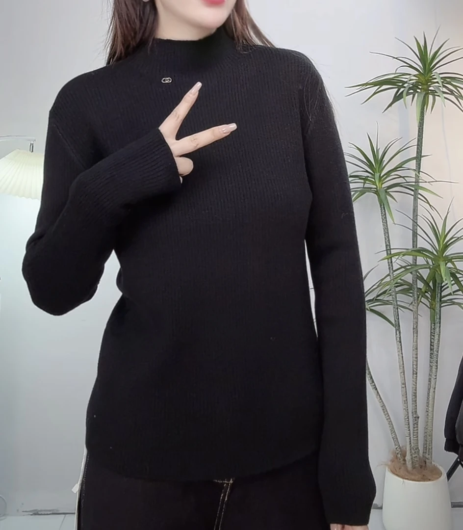 25197番外冬季新款一体绒保暖内搭高级感半高领针织衫女