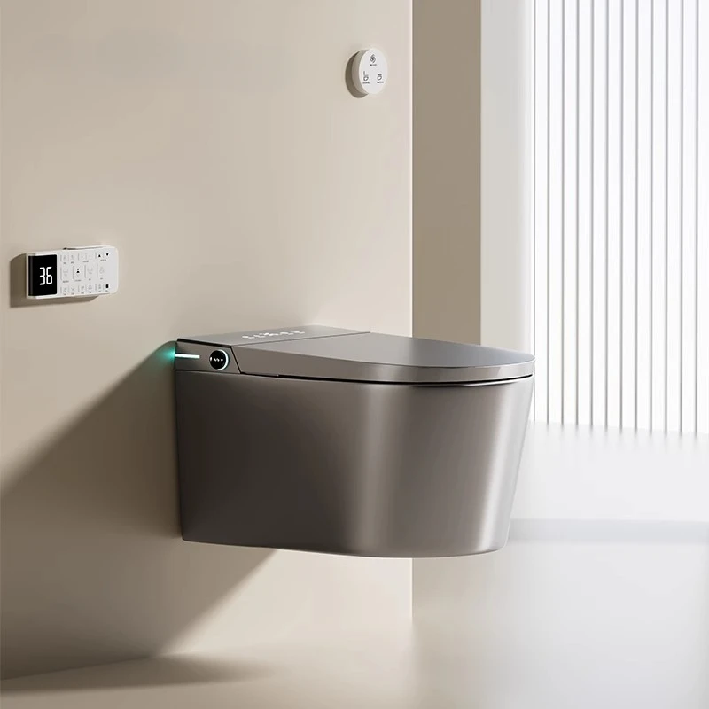 枪灰色壁挂智能马桶虹吸悬浮式家用全自动坐便器内置水箱无需预埋