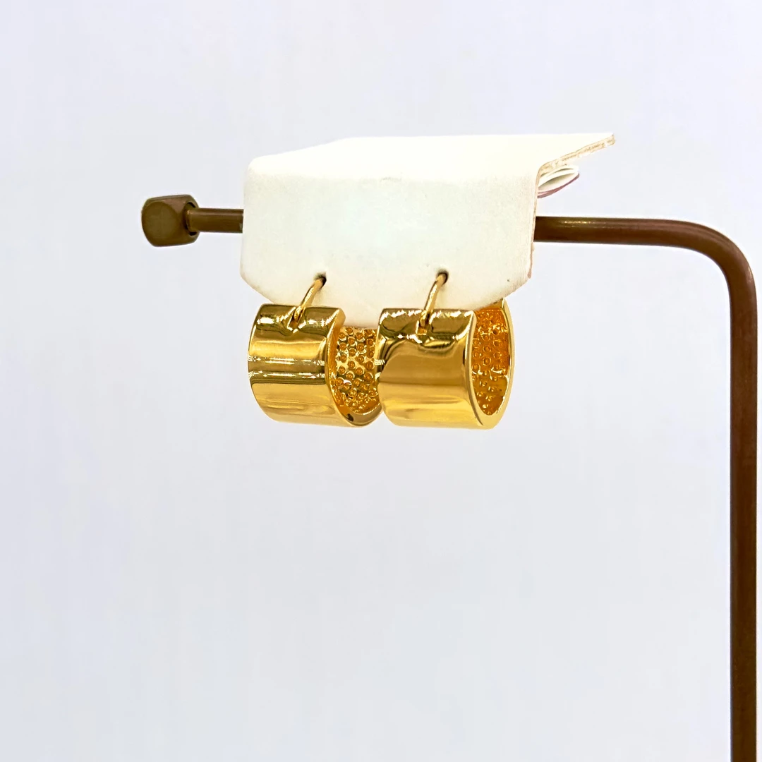 庚震黄金足金999光面宽版镜面金大气简约无氰金胚5D耳扣5.04