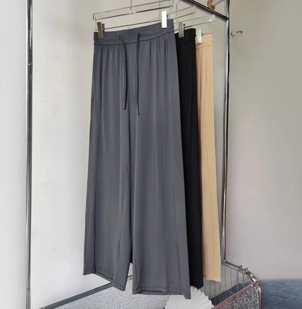 玄冰凝纱·女士凉感冰氧防晒裤 | 垂感阔腿高腰直筒裤 Y5135