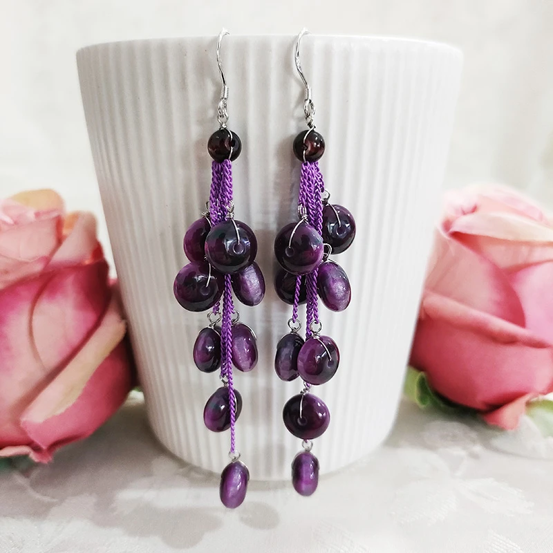 铜合金耳饰 民族风手工气质流苏扣子吊坠耳环2157