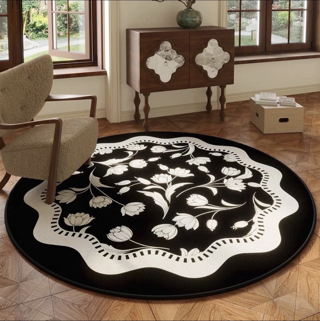 风圆形地毯轻奢防滑适用于沙发床边卧室等多场景