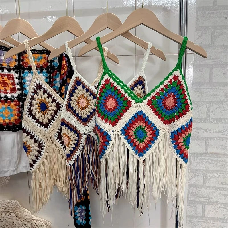 编码【001-043】民族风波西米亚镂空上衣复古春夏薄款百搭时尚短款