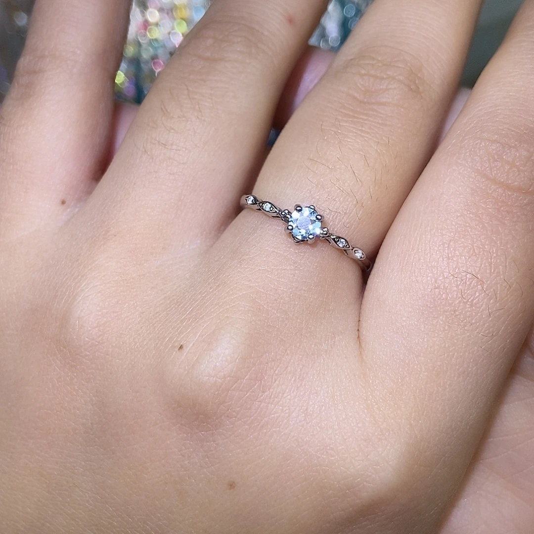 海蓝宝石银S925镶嵌戒指