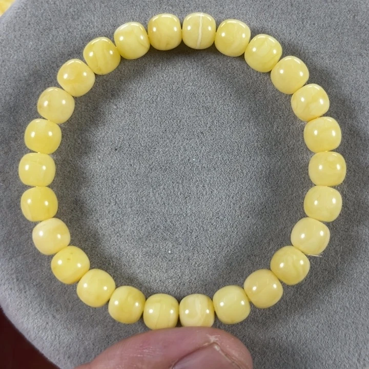 未镶嵌蜜蜡手串纯天然俄料奶白极限弧高桩8*7.5