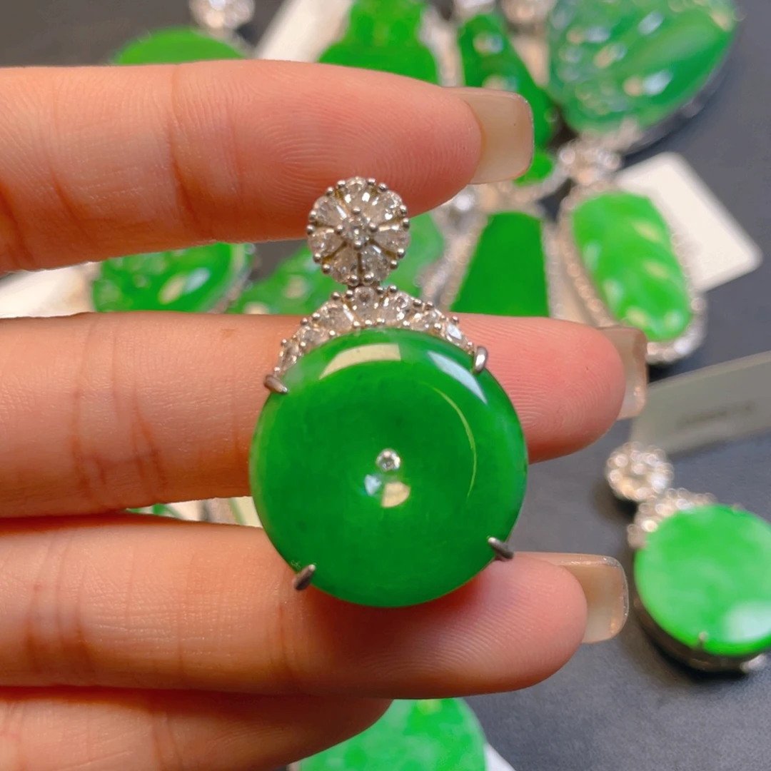 翡翠银S925镶嵌吊坠(不含链)