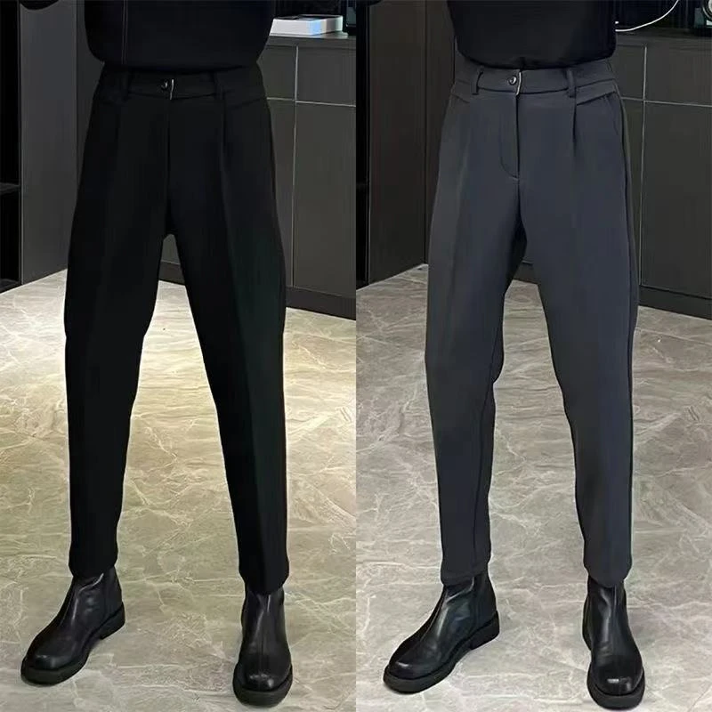 潮牌男士秋冬简约时尚商务休闲西裤潮流高档百搭高级感显瘦直筒裤