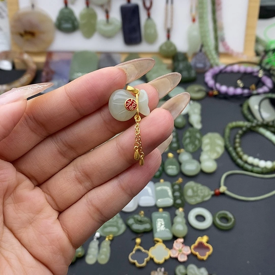 和田玉吊坠(不含链)银S925镶嵌