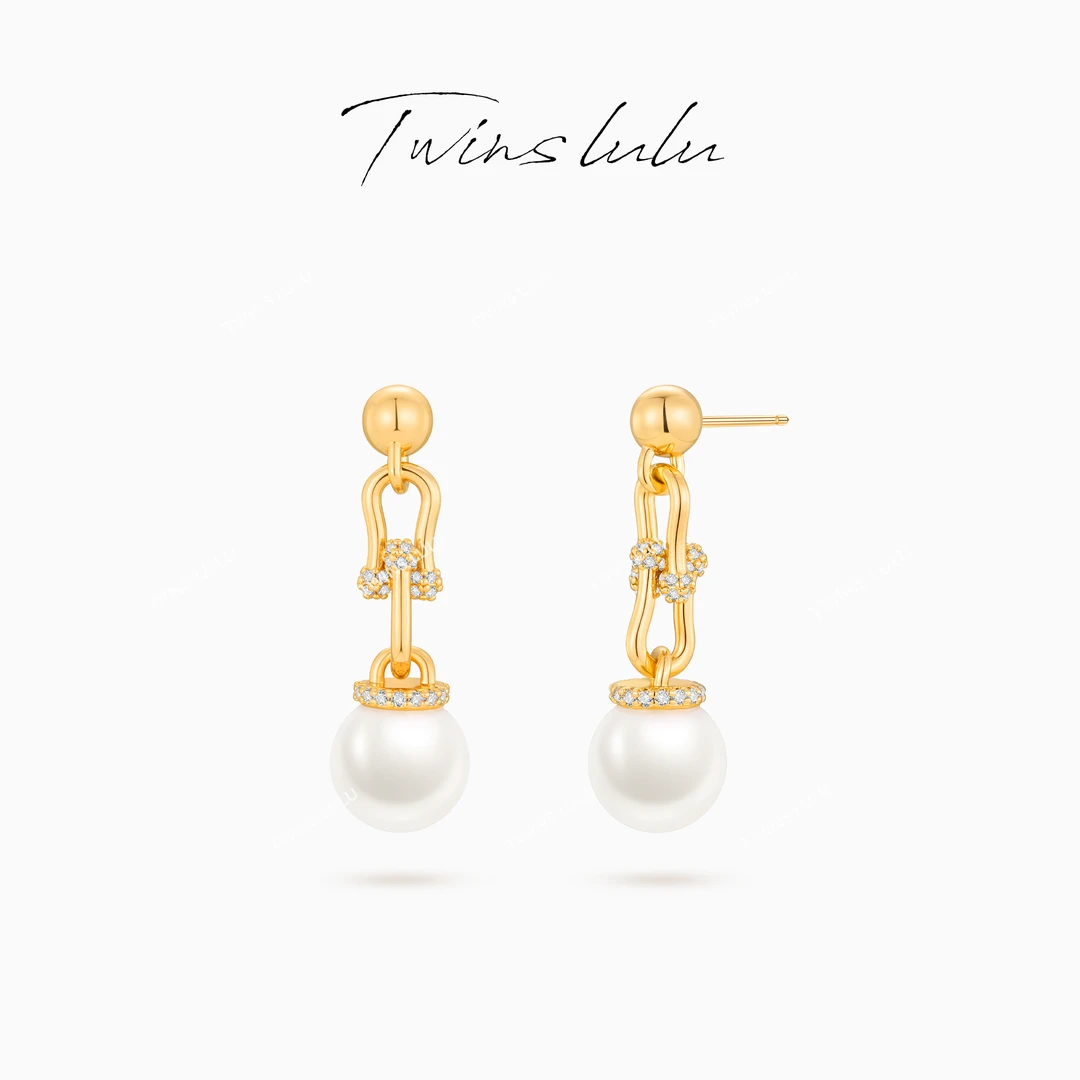TWINS LULU 镀K金 明星同款饰品百搭时尚马蹄珠珠耳环TSL2345