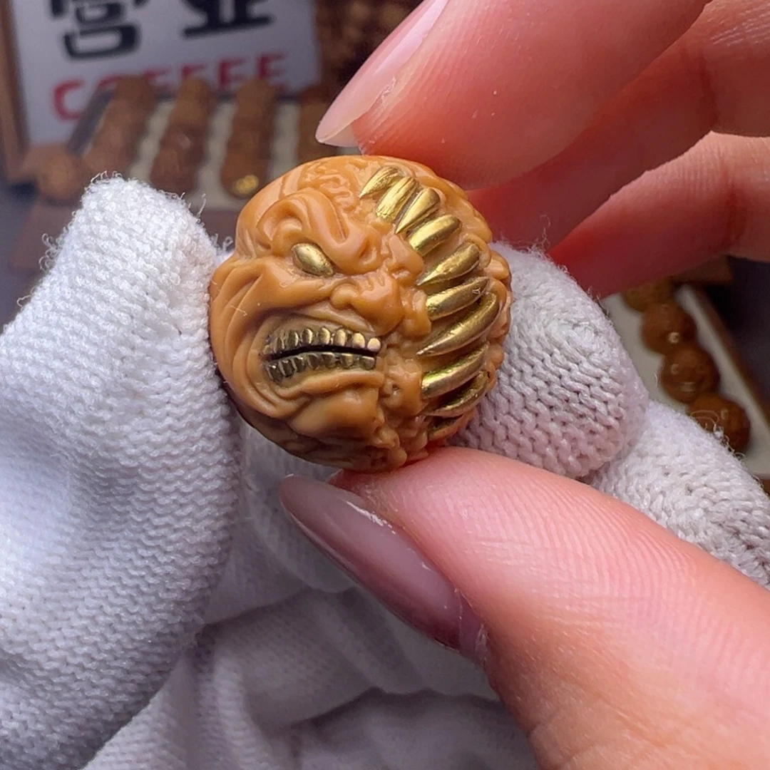 把件猴头核桃镶嵌款吞噬嗔怒佛爷全品有正常封口线