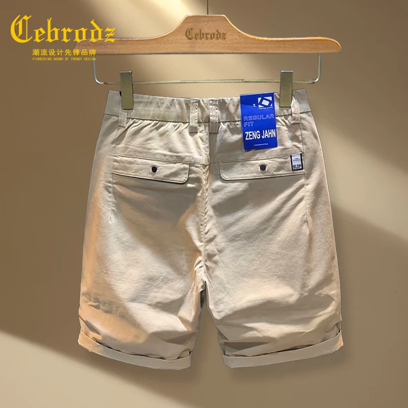 法国Cebrodz直筒休闲短裤男夏季宽松五分工装裤潮流高端棉百搭男