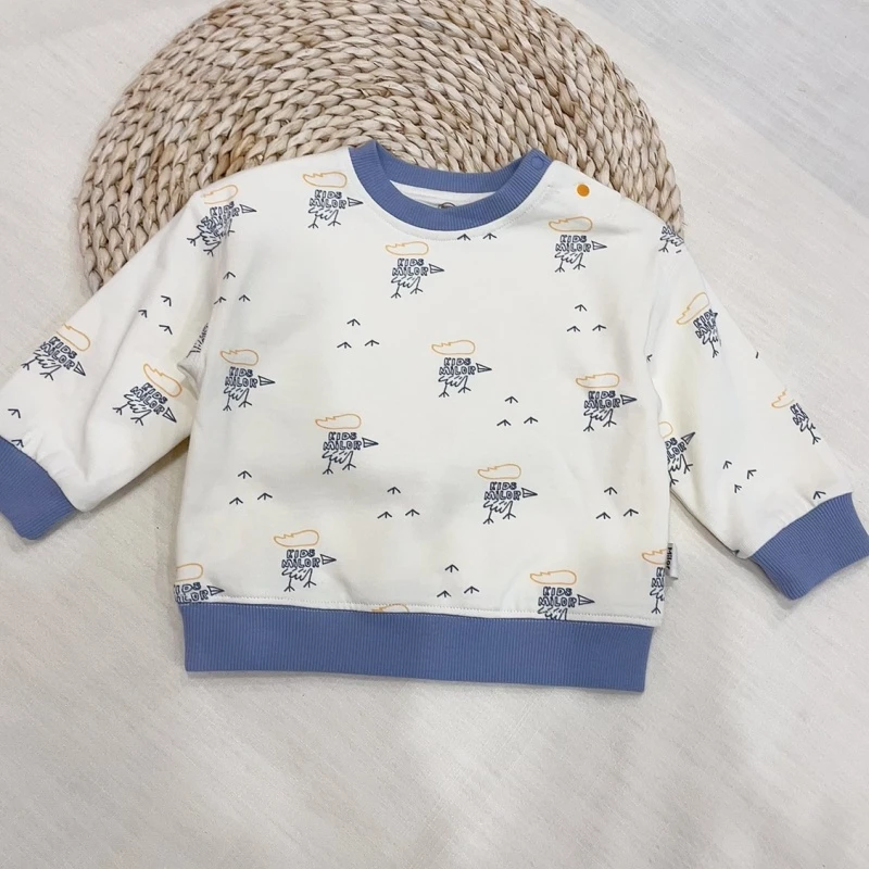 米乐熊春款男童【纯棉双层】小鸟圆领卫衣1037