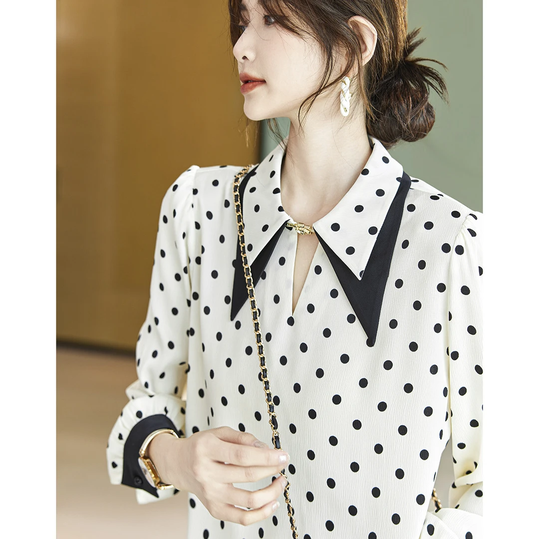 时尚气质波点设计感双层领衬衫2141020005