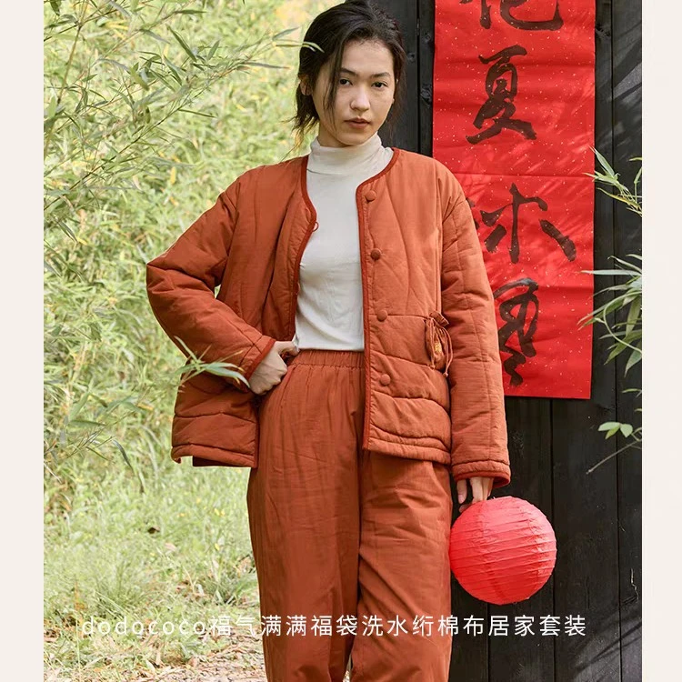 【蟲子姐姐专属】朵朵可可252-054睡衣女2秋冬气质夹棉保暖家居套装