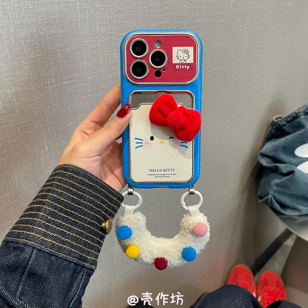 可爱kt猫卡包手机壳适用16promax少女心15/14/13全包防摔保护套