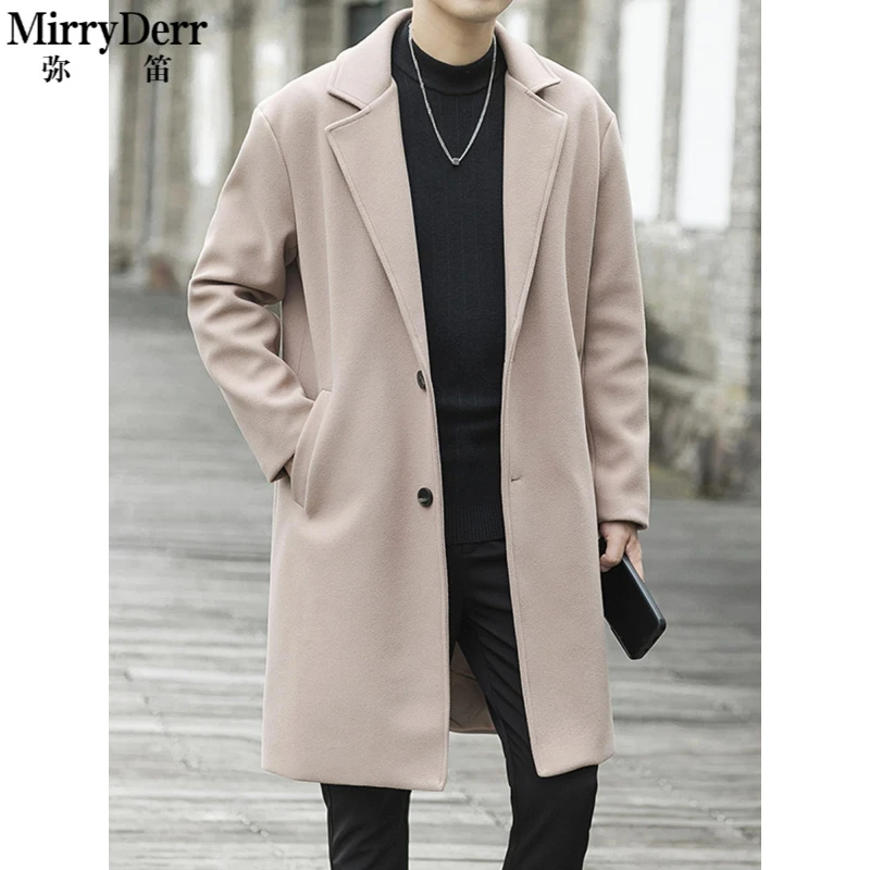 2025新款秋冬季加厚外套休闲百搭毛呢大衣男士宽松保暖中长款风衣
