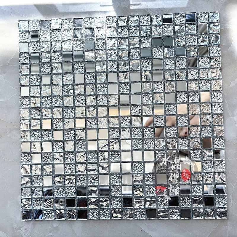 小颗玻璃马赛克瓷砖金色银镜磨砂KTV电视背景墙玄关装修墙贴自粘