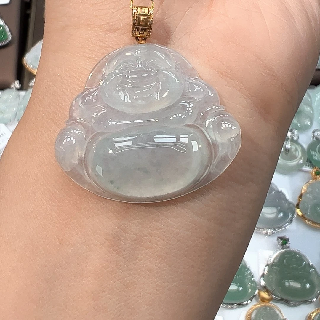 翡翠18K金镶嵌吊坠(不含链)佛公