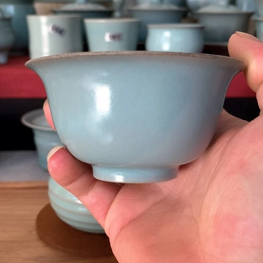 微瑕，汝官窑釉色，手工杯