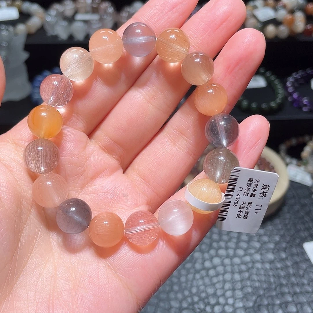 水晶手链未镶嵌兔毛手链，晶体通透