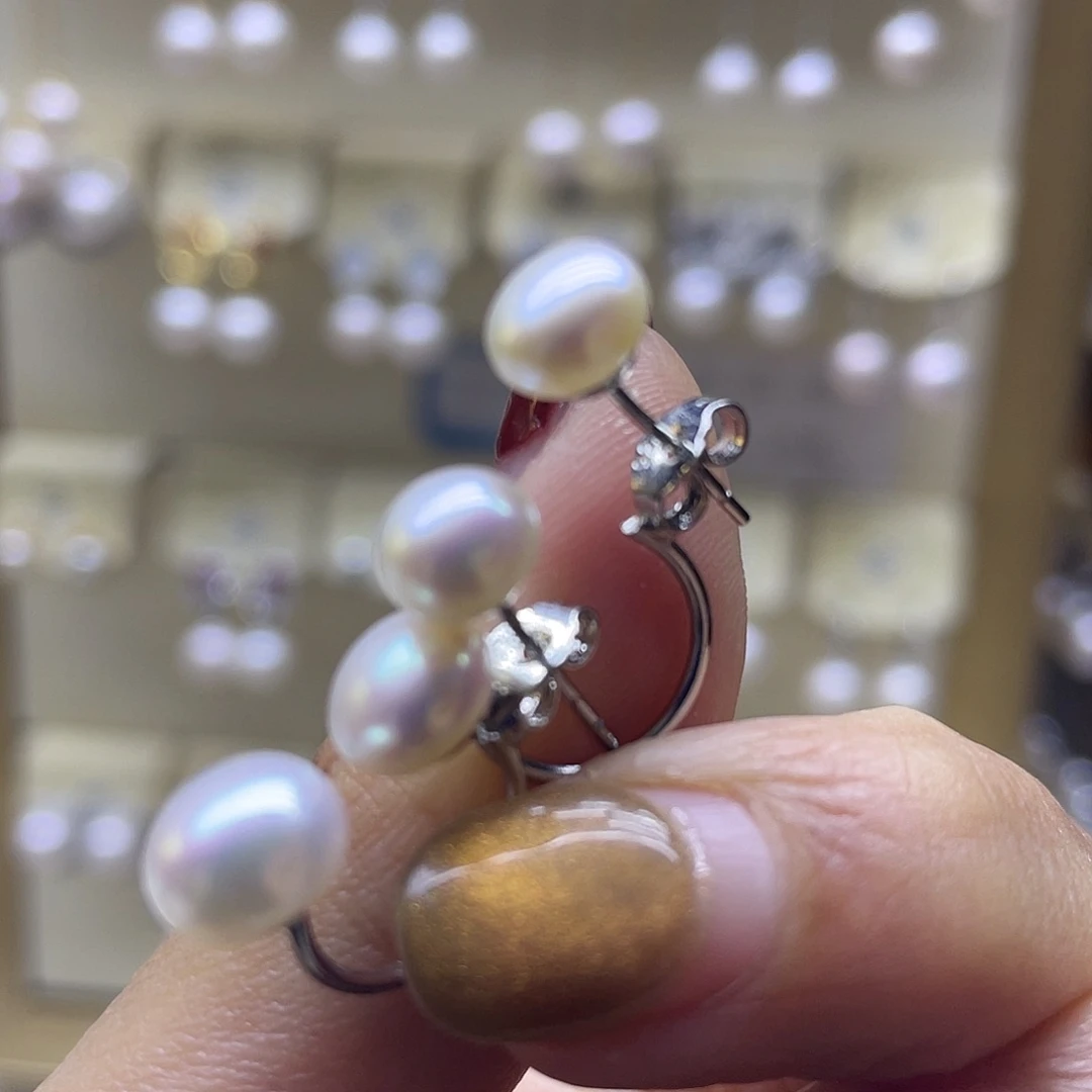 淡水珍珠耳饰银S925镶嵌