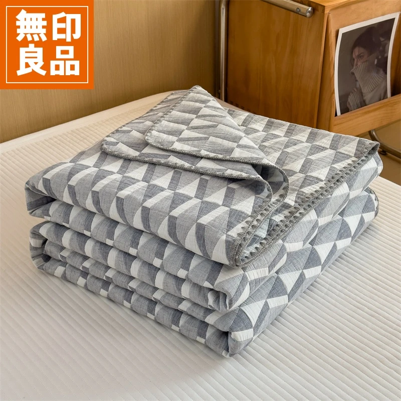 無印良品全棉三层纱毛毯2025新款一毯多用床单盖被午睡毯子沙发毯