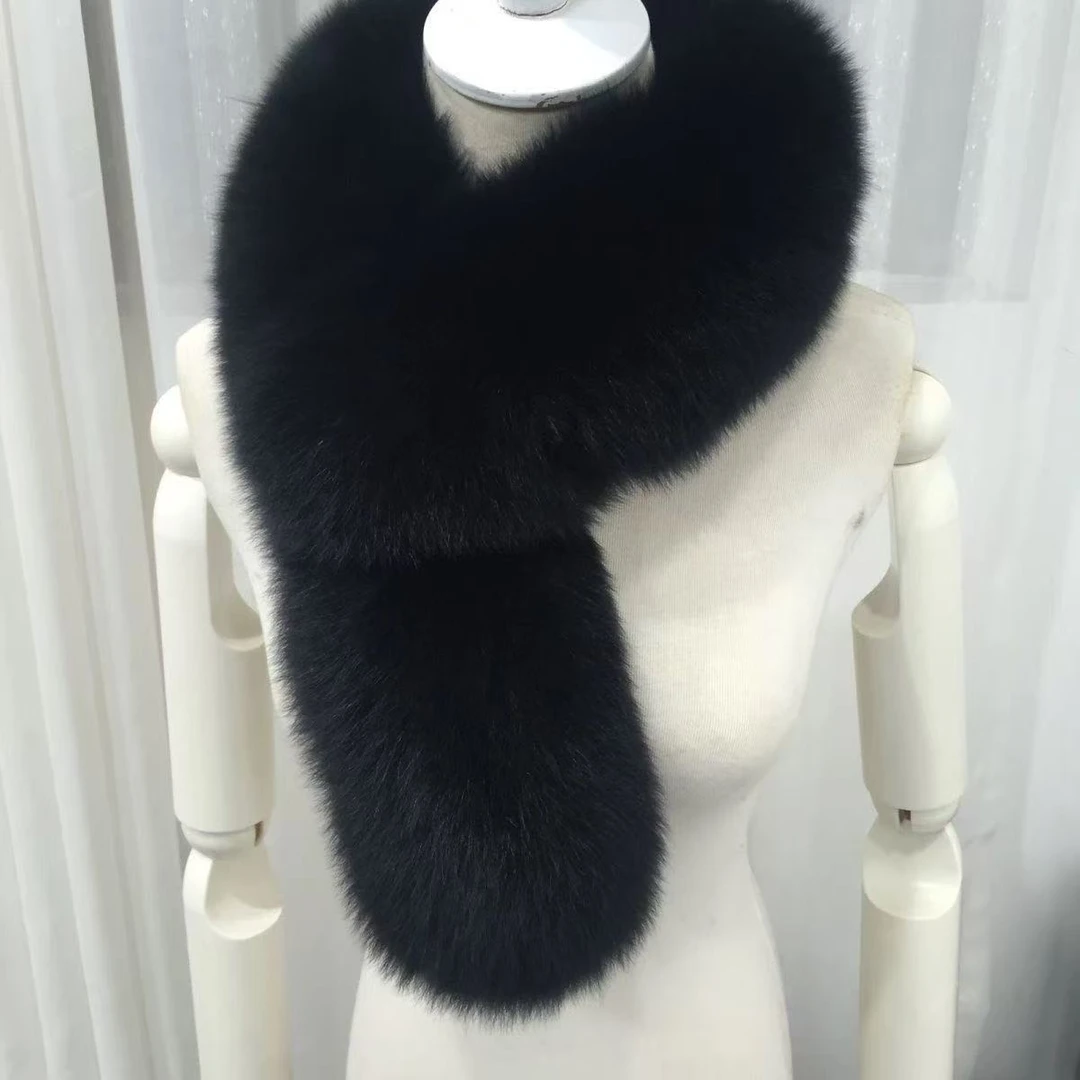 双面狐狸毛围巾冬季韩版百搭加厚领子保暖纯色真皮草冬季围巾毛领