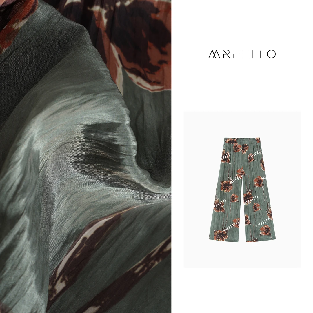 宽松印花复古女士直筒裤H311K01X25168