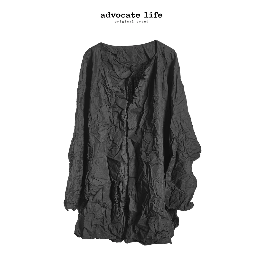 生活主张 Advocatelife新品时尚休闲褶皱黑色春季薄外套JQ171320