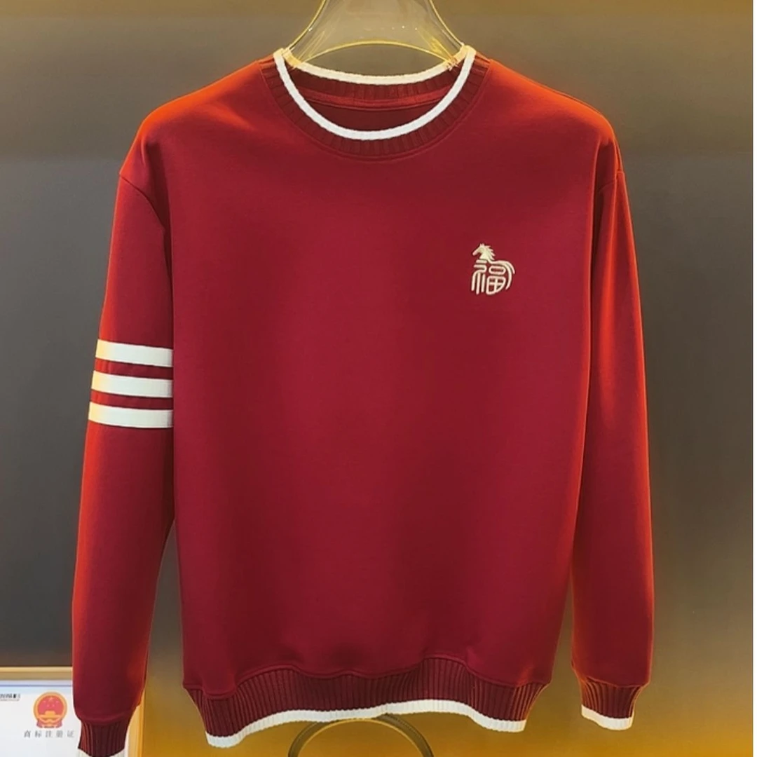 2026【金马送福】新春男士时尚百搭长袖拼接卫衣5951