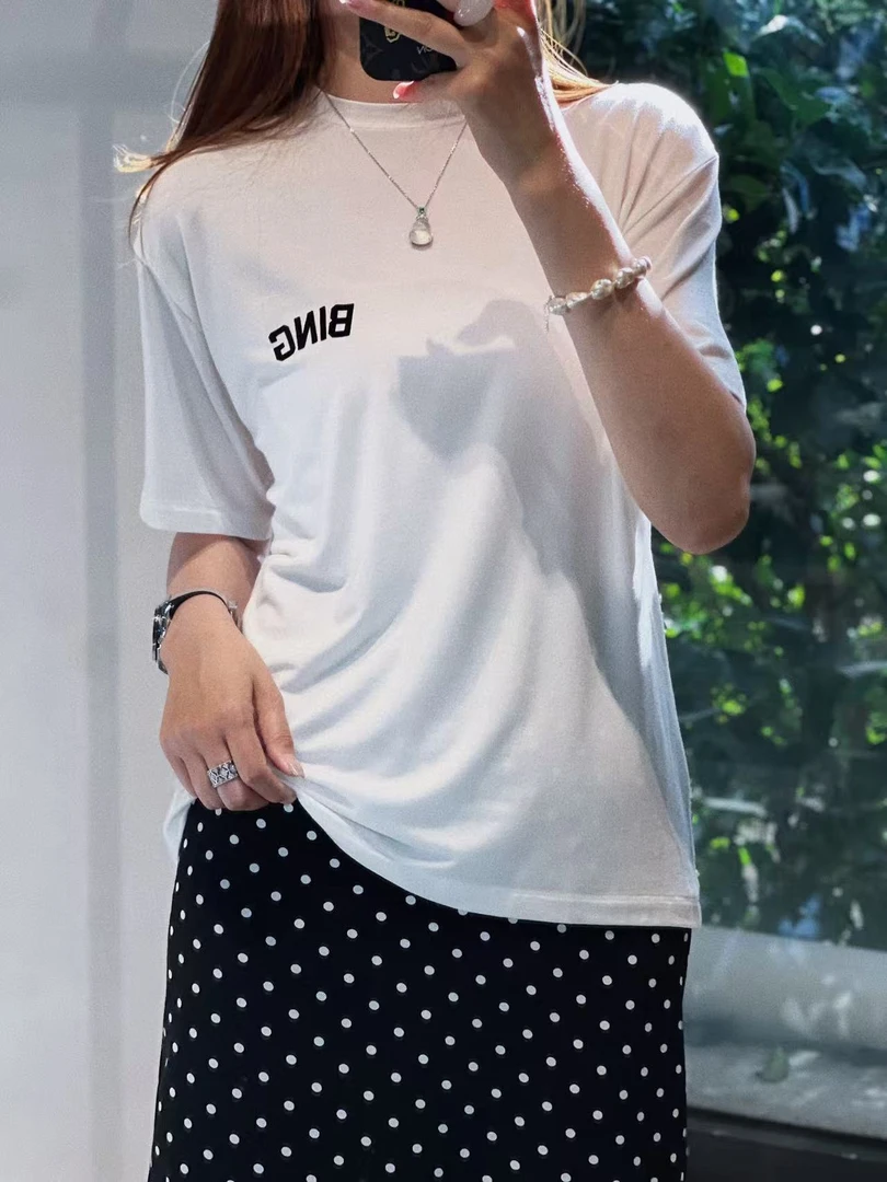 欧美风后背植绒星星字母T恤