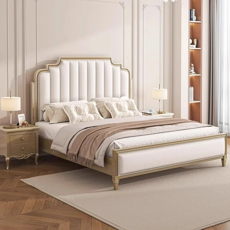 美式轻奢床双人床婚床极简皮艺床简约家用储物主卧室双人床大床