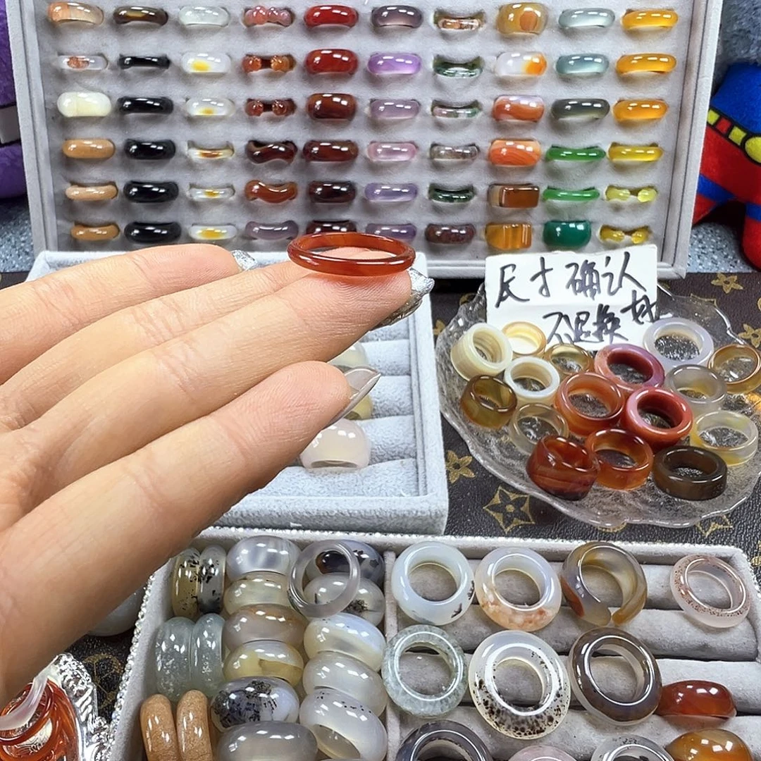 玛瑙/玉髓未镶嵌戒指A14不退换18.2港18