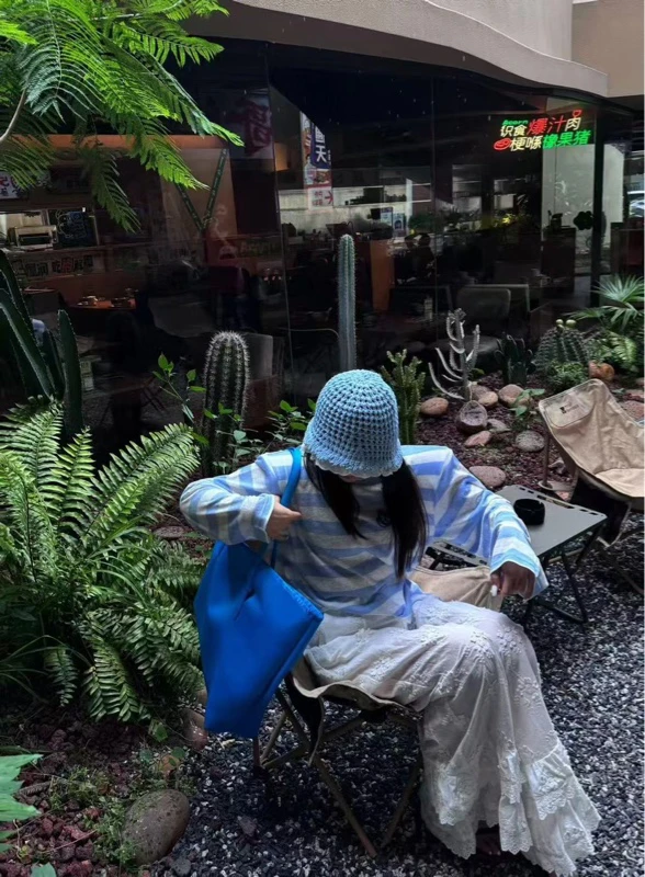 【大敏家】2025显瘦瘦条纹宽松防晒长袖垫肩T