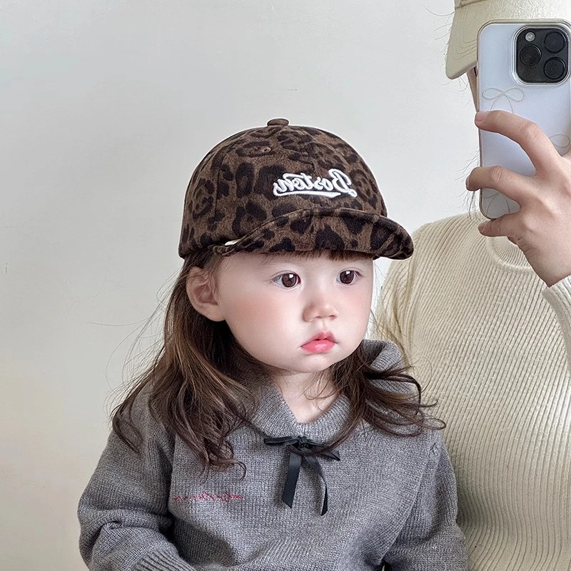 宝宝帽子春秋款韩版洋气豹纹软檐鸭舌帽男女童棒球帽出游遮阳帽潮