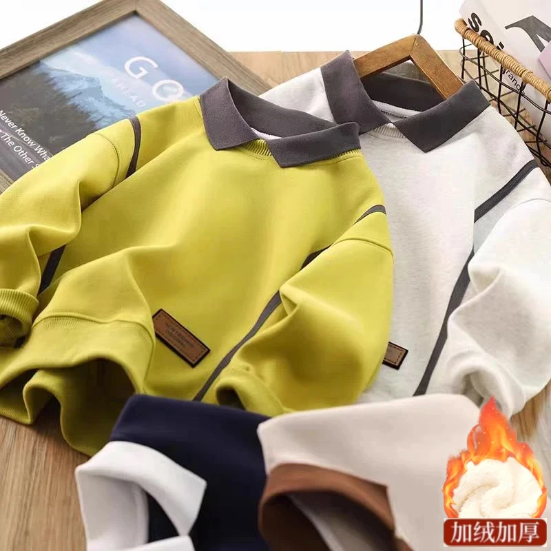 【加绒】~男童Polo领卫衣中大童宽松韩版翻领卫衣00321