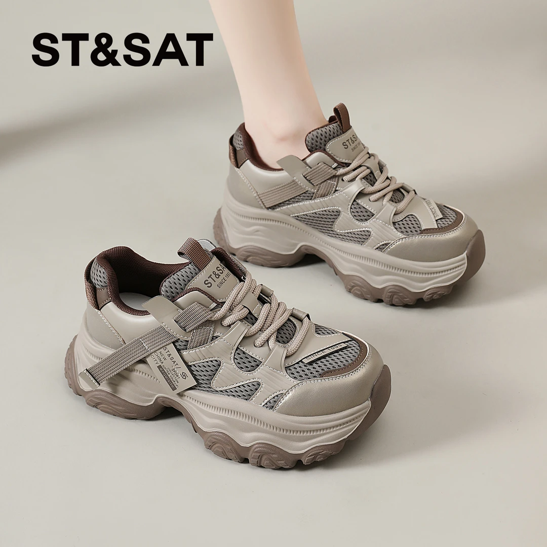 星期六运动鞋女款2025秋冬新款厚底老爹鞋小个子增高百搭休闲鞋女